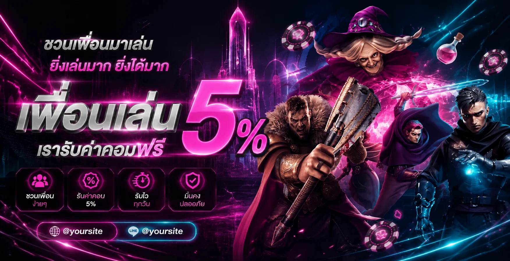 โปรโมชั่นและเครดิตฟรี DM899 พร้อมตัวละครเกมสไตล์พรีเมียม